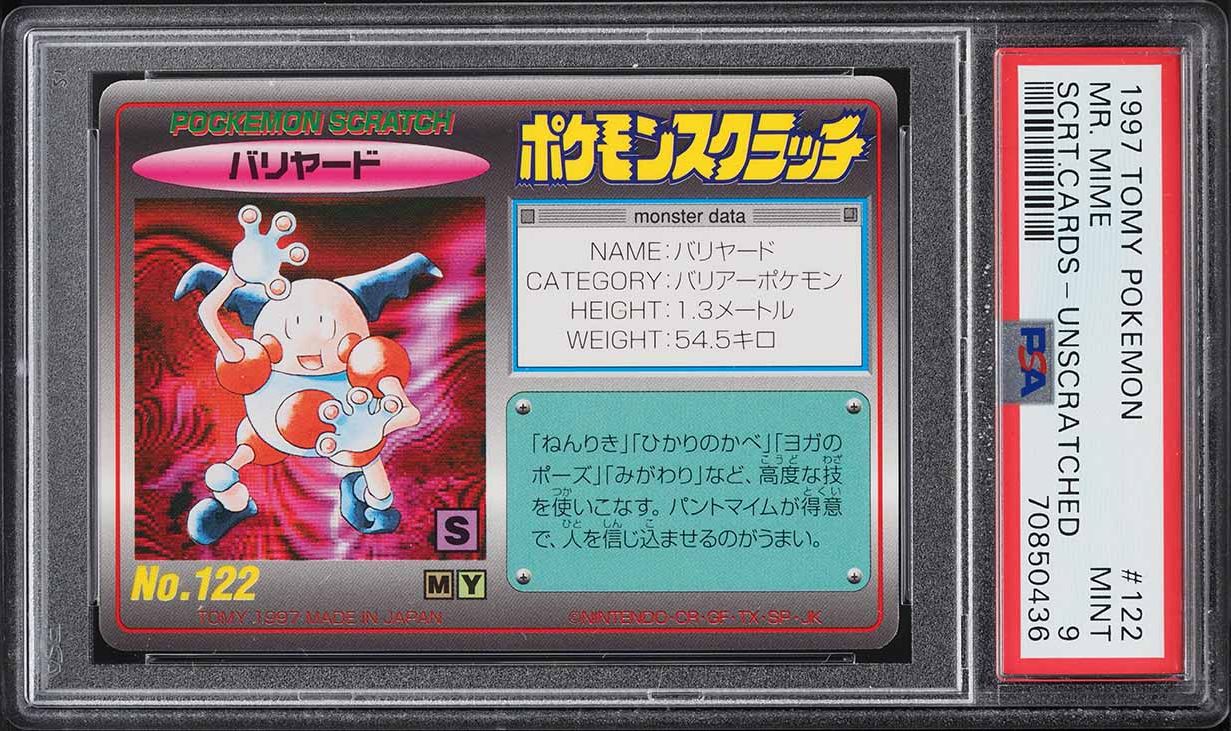 1997 Tomy Pokemon Japanese Scratch Cards Unscratched Mr. Mime #122 PSA 9 MINT