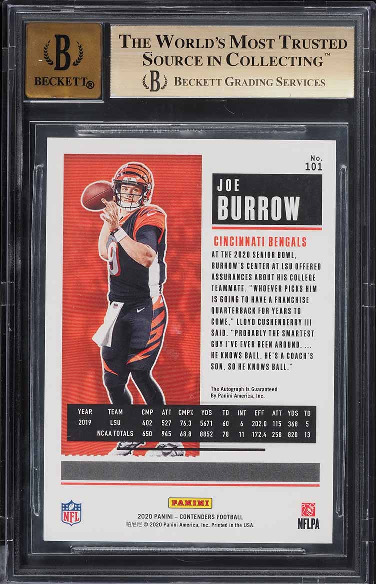 2020 Panini Contenders Cracked Ice Joe Burrow ROOKIE AUTO /22 #101 BGS 9.5 GEM