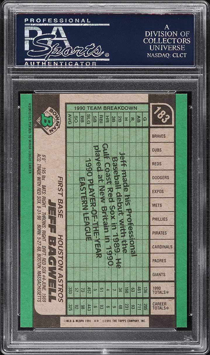 1991 Bowman Jeff Bagwell ROOKIE #183 PSA 10 GEM MINT on Fanatics