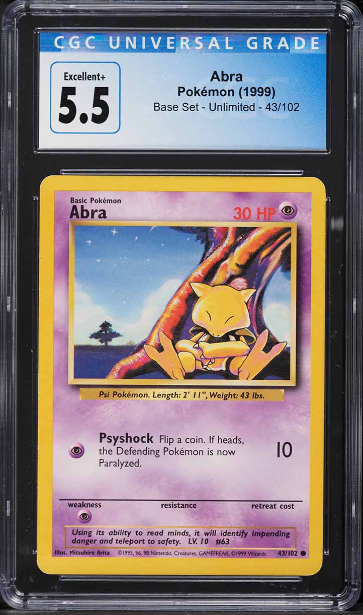 1999 Pokemon Base Set Abra #43 CGC 5.5 EX+