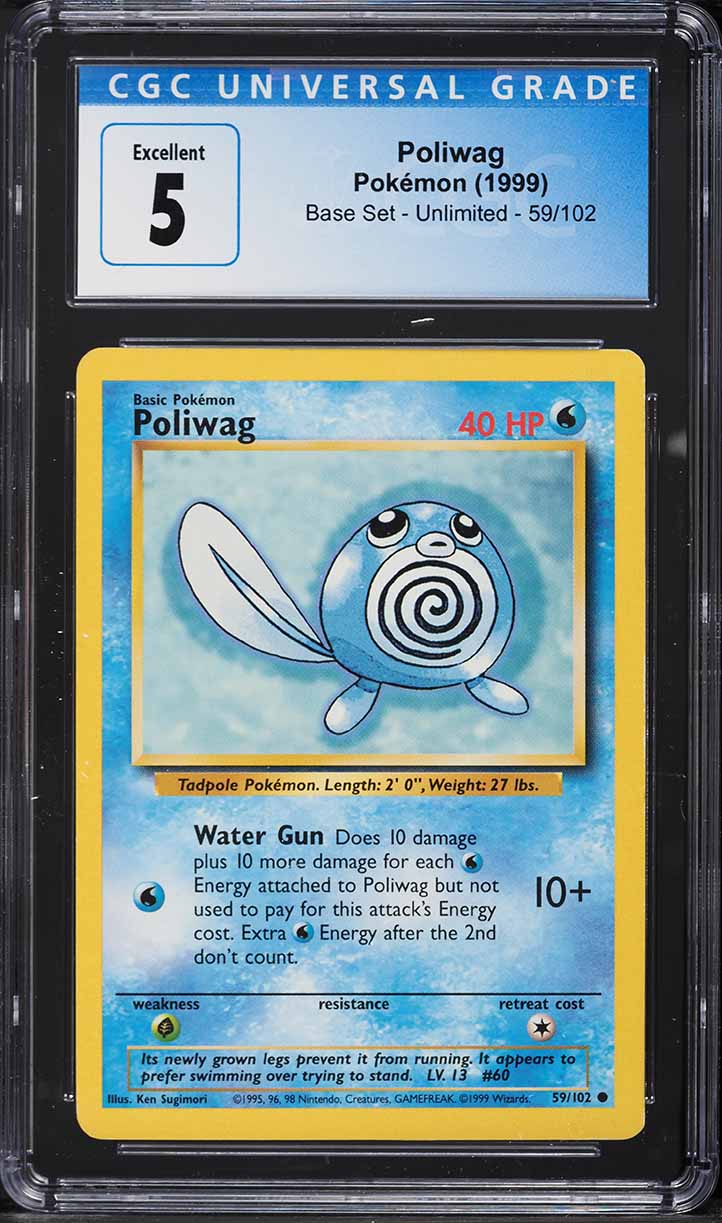 1999 Pokemon Base Set Poliwag #59 CGC 5 EX