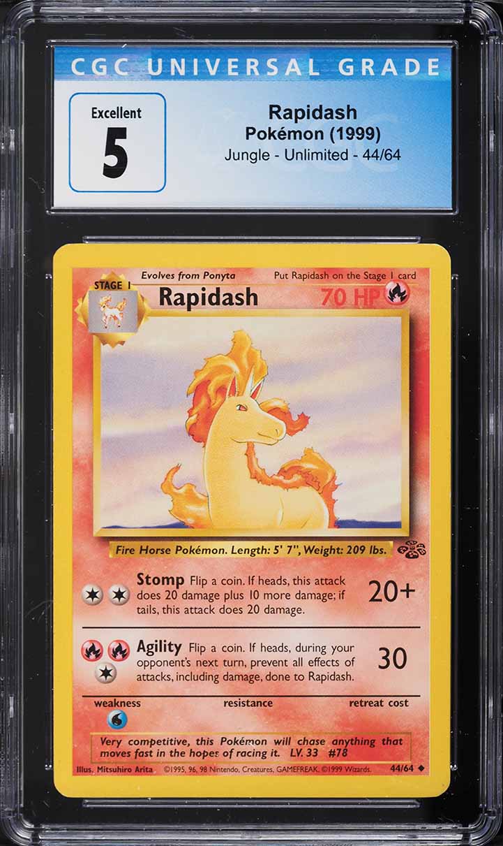 1999 Pokemon Jungle Rapidash #44 CGC 5 EX