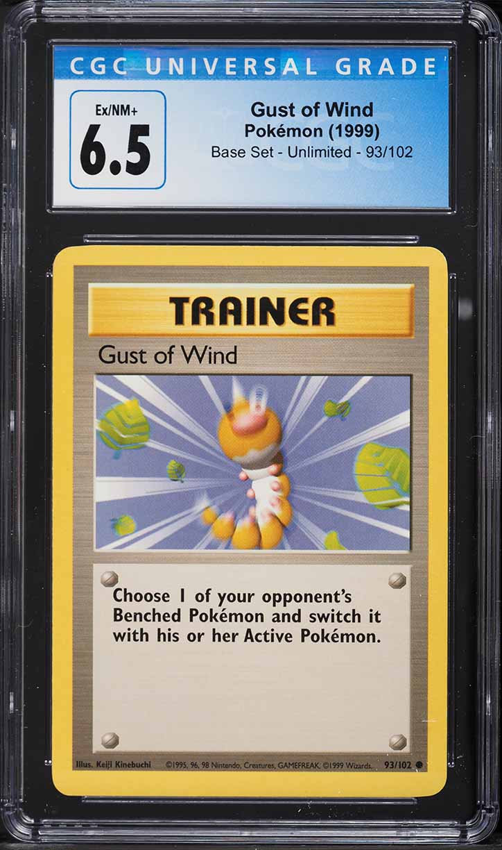 pokemon card gust of wind · Base Set First Edition #93(Shadowless) Choose 1 of your opponents Benched Pokemon and switch it with his/her Active Pokemon. Some Pokémon cards loved sneaking
