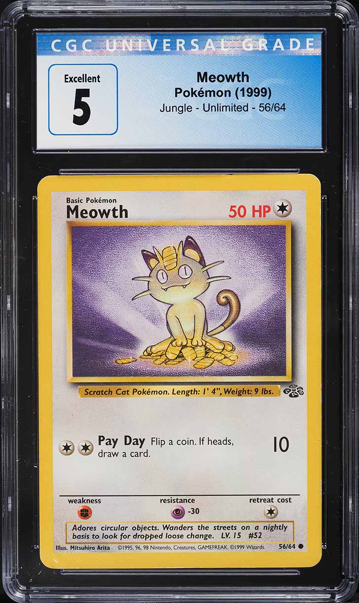 1999 Pokemon Jungle Meowth #56 CGC 5 EX