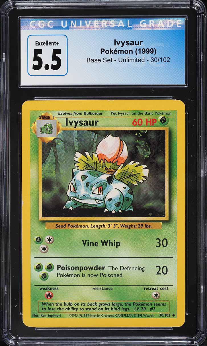 1999 Pokemon Base Set Ivysaur #30 CGC 5.5 EX+