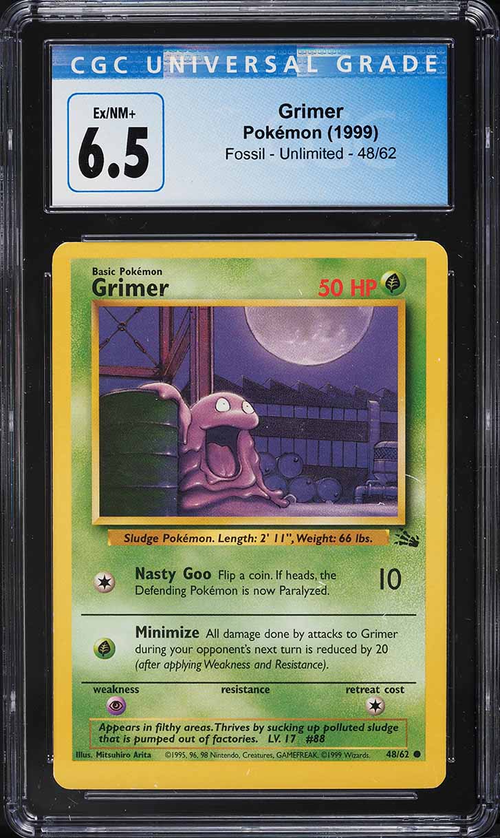 1999 Pokemon Fossil Grimer #48 CGC 6.5 EXMT+
