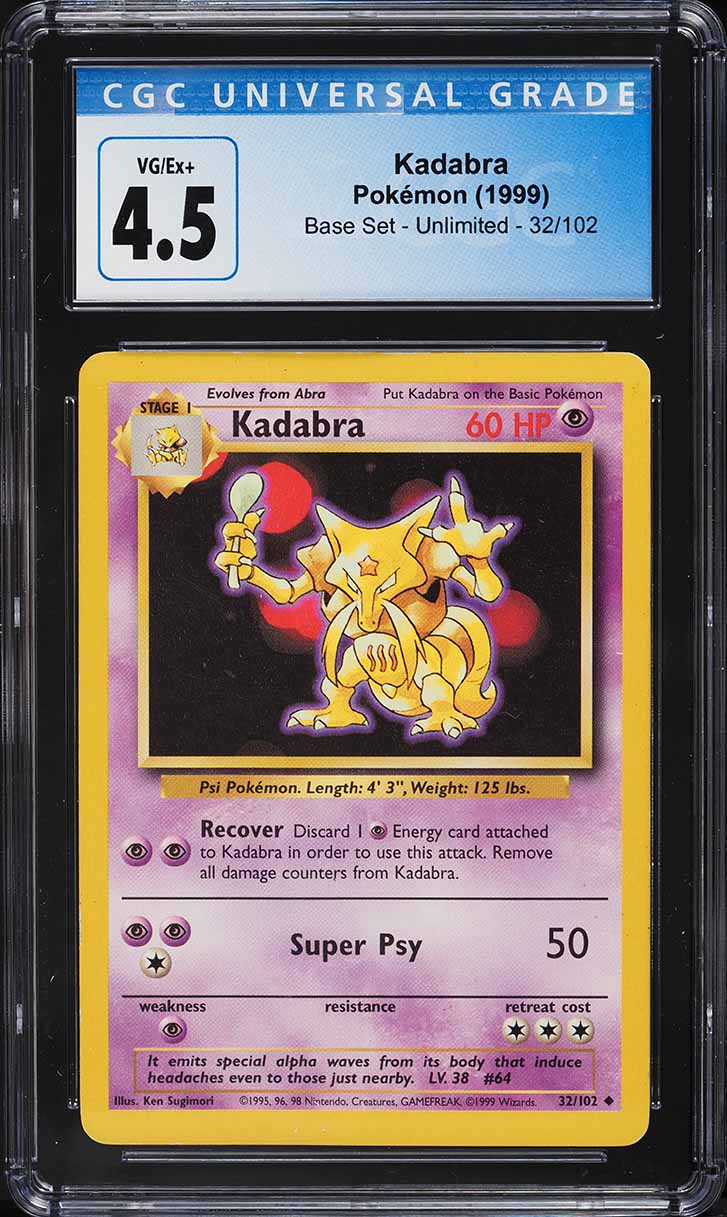 1999 Pokemon Base Set Unlimited Kadabra #32 CGC 4.5 VGEX+
