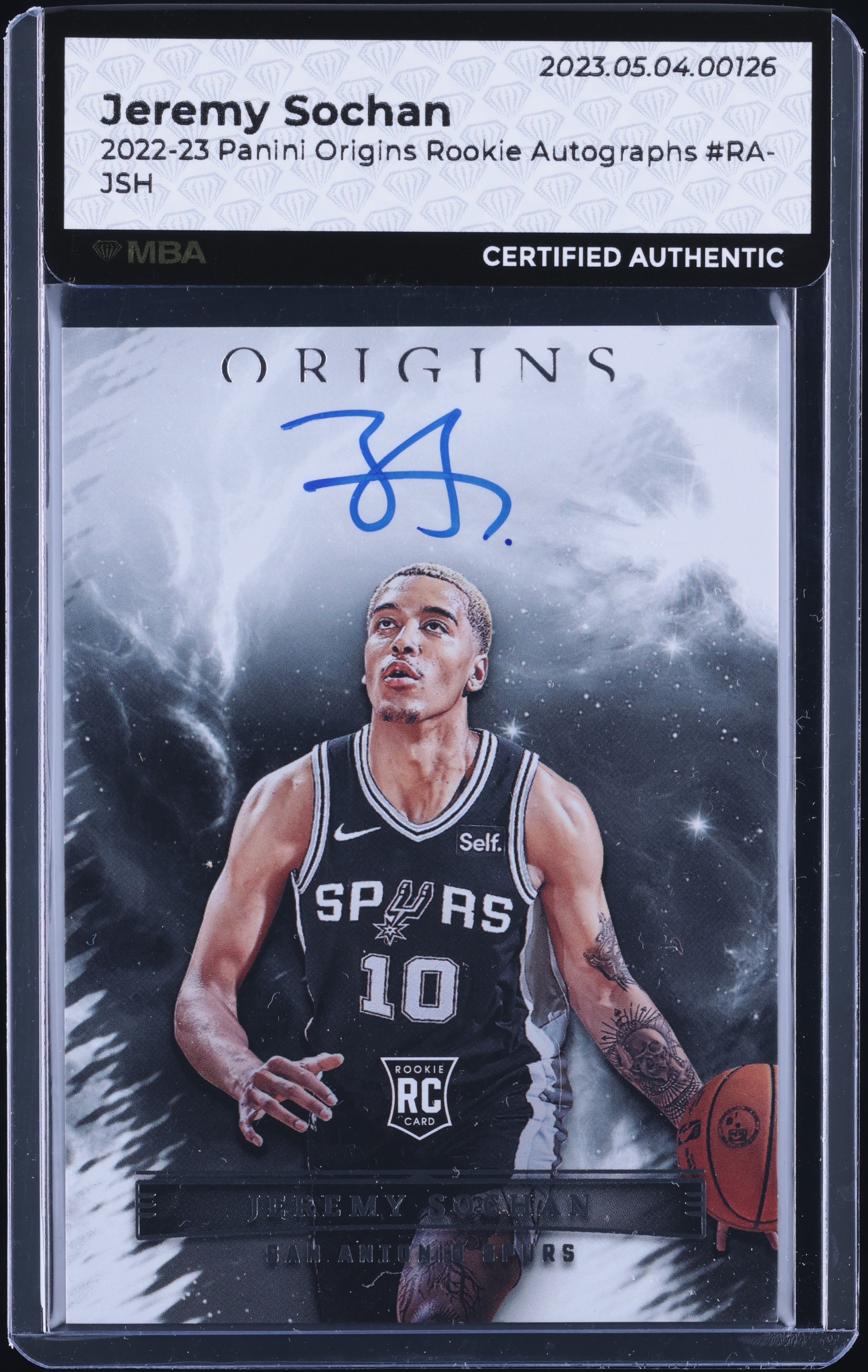 2022 Panini Origins Jeremy Sochan ROOKIE AUTO #RA-JSH MBA AUTH on