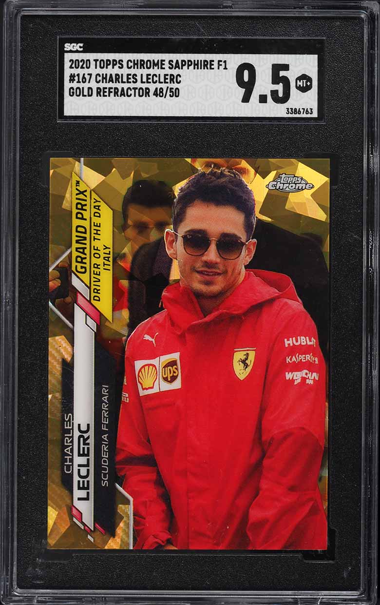2020 Topps Chrome Formula 1 F1 Sapphire Gold Refractor Charles Leclerc /50 #167 SGC 9.5 MINT+
