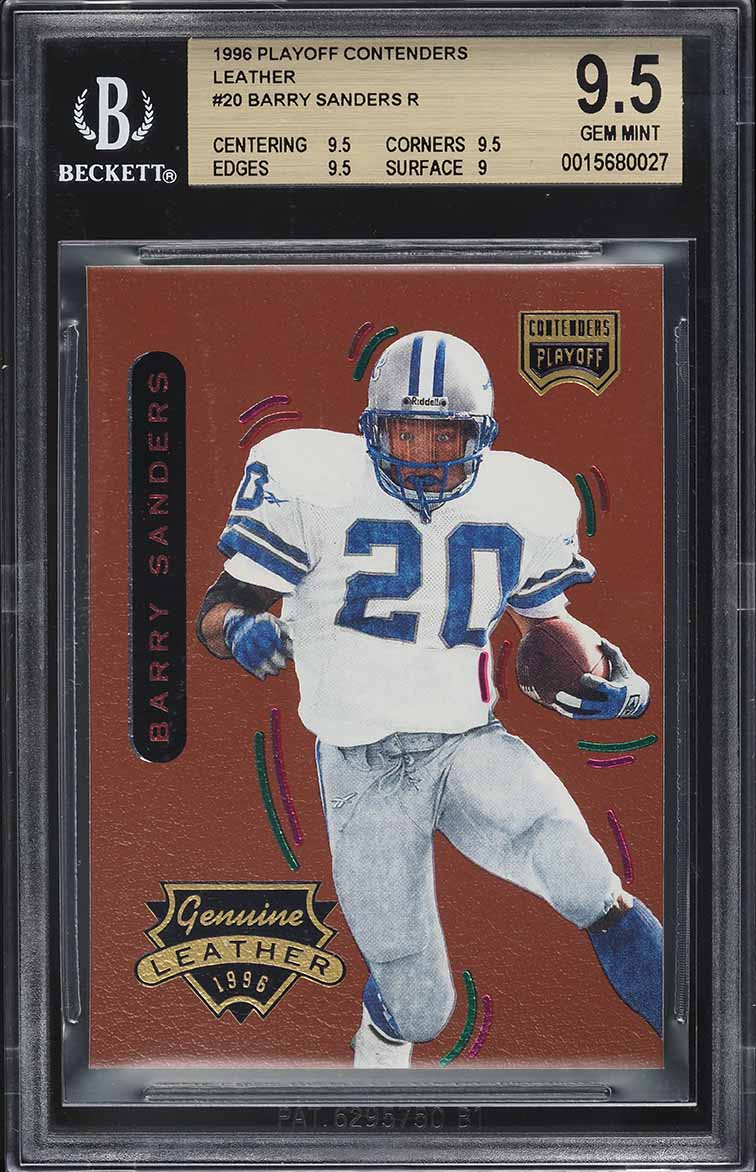 1996 Playoff Contenders Leather Barry Sanders #20 BGS 9.5 GEM MINT