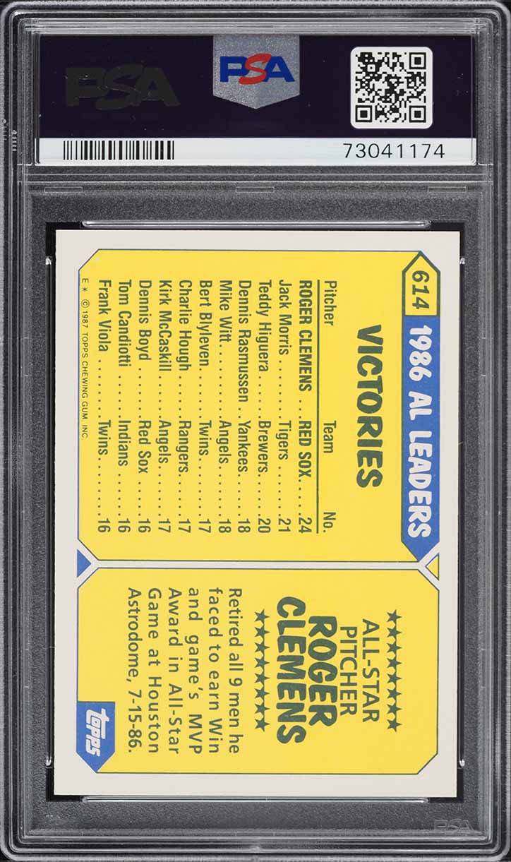 1987 Topps Tiffany Roger Clemens ALL-STAR #614 PSA 8 NM-MT
