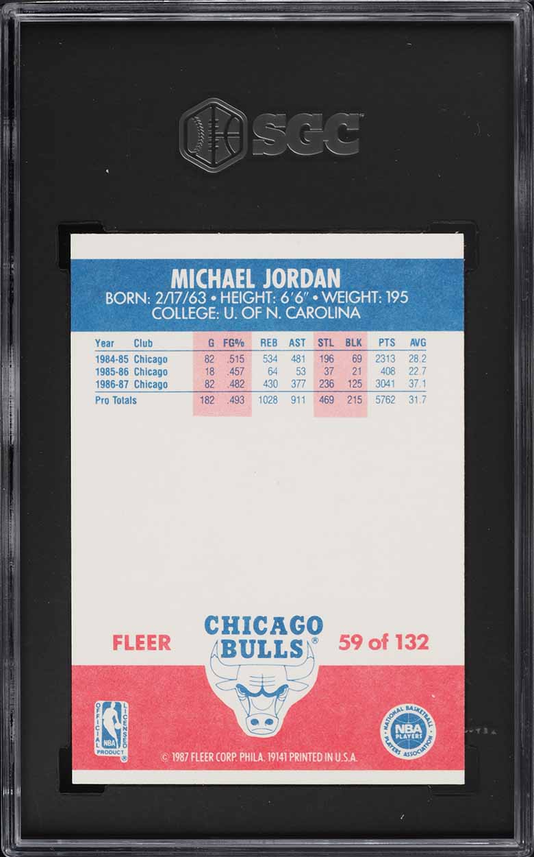 1987 Fleer Basketball Michael Jordan #59 SGC 6.5 EXMT+