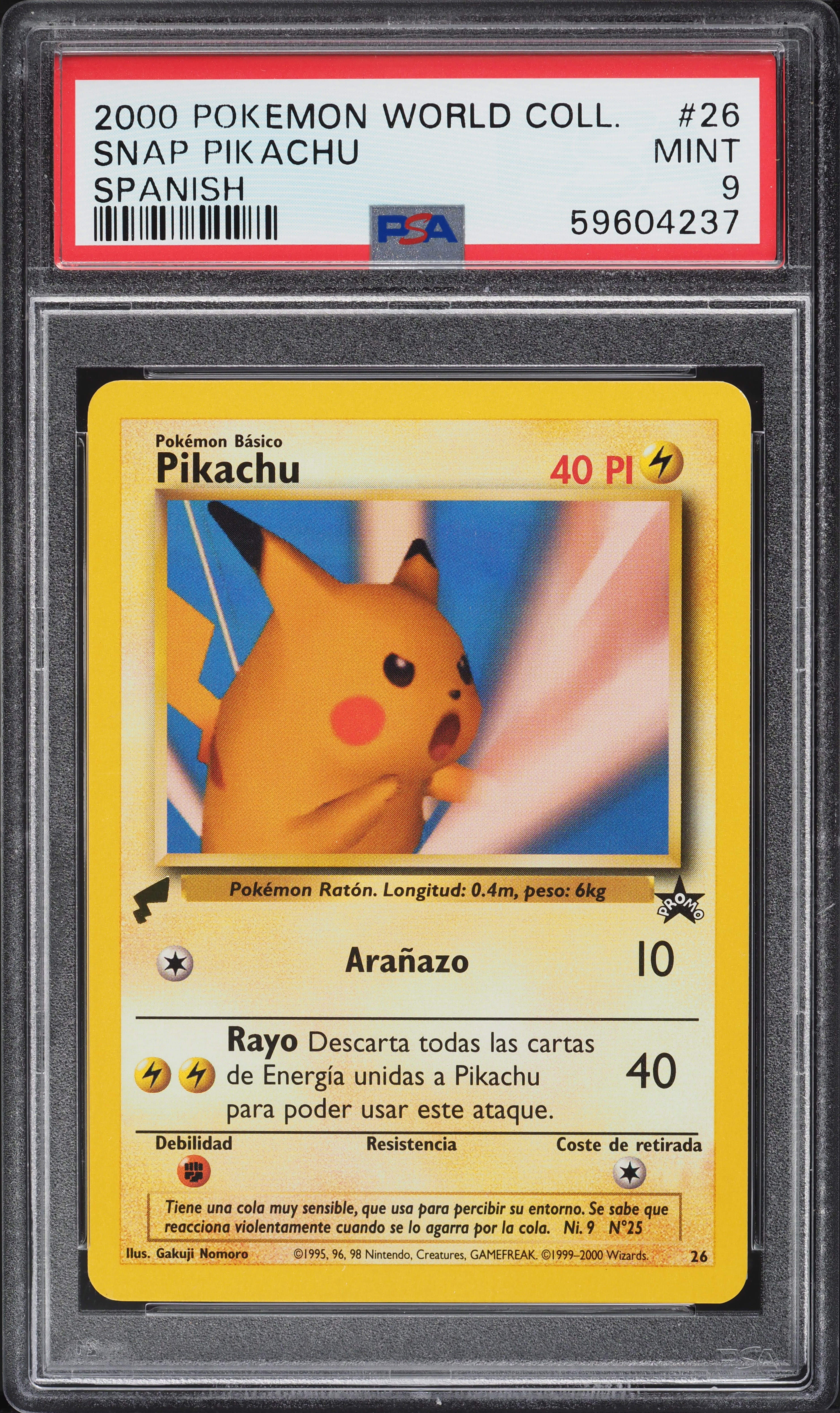 2000 Pokemon Spanish World Collection Snap Pikachu #26 PSA 9 MINT