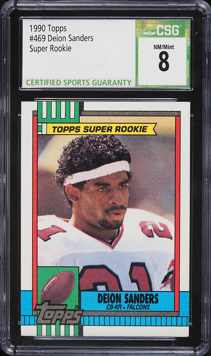 1990 Topps Football Deion Sanders DISCLAIMER BACK #469 CSG 8 NM-MT