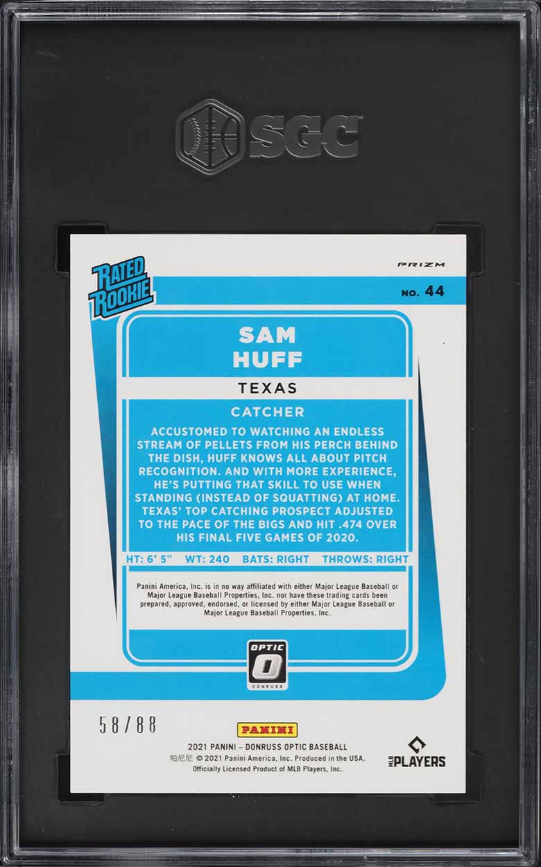 2021 Donruss Optic Green Dragon Sam Huff ROOKIE /88 #44 SGC 9 MINT