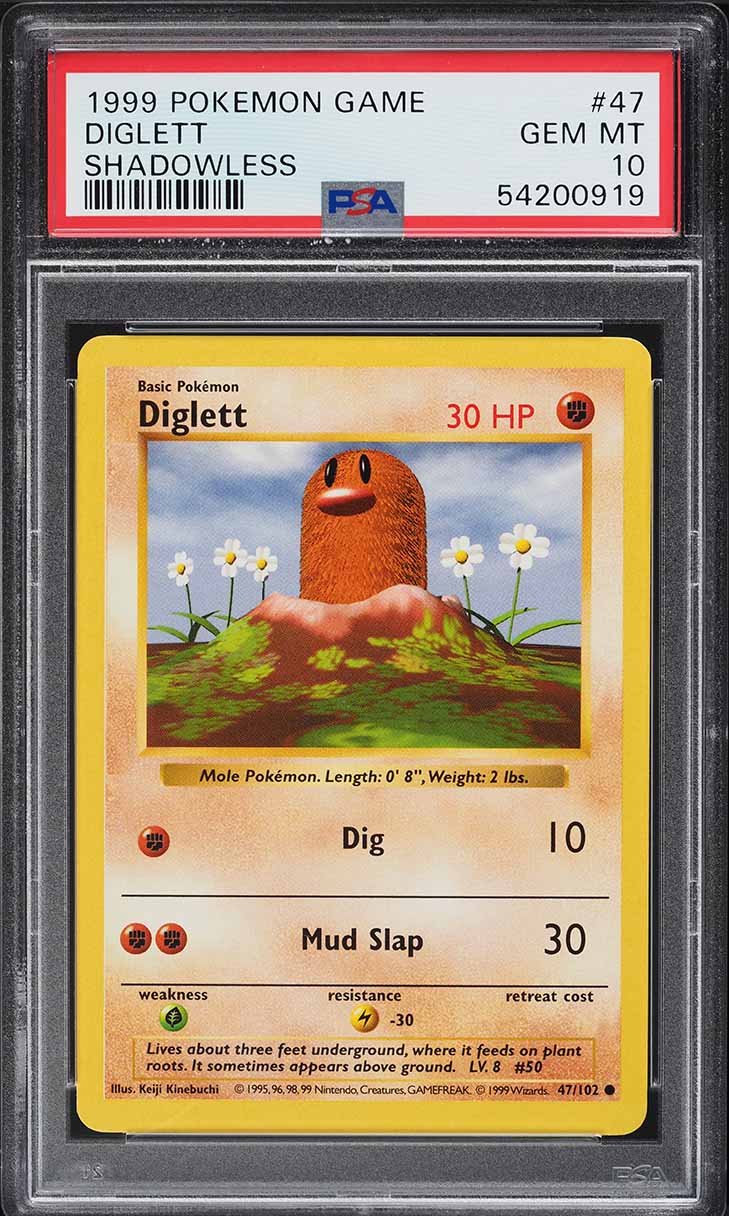 1999 Pokemon Base Set Shadowless Diglett #47 PSA 10 GEM MINT