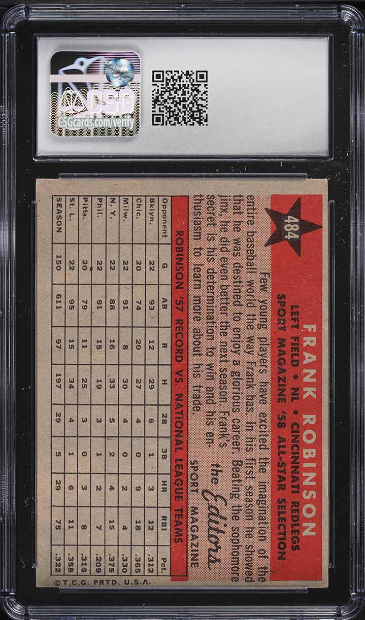 1958 Topps Frank Robinson ALL-STAR #484 CSG 4.5 VGEX+