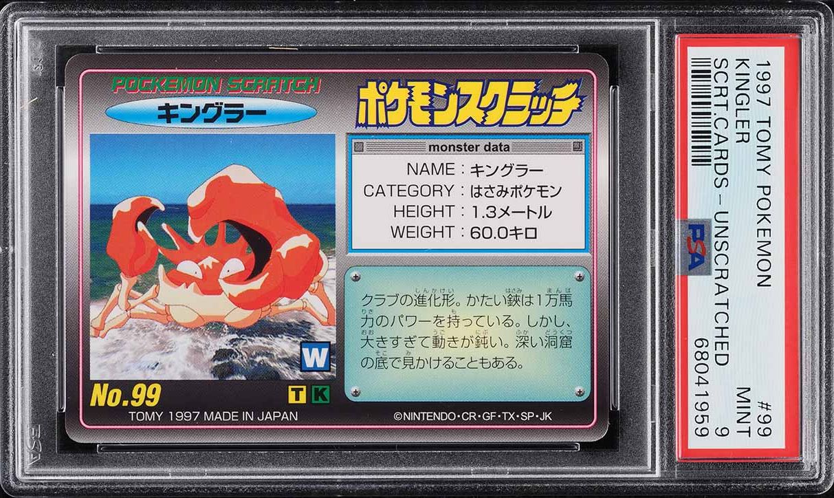 1997 Pokemon Japanese Tomy Scratch Cards Unscratched Kingler #99 PSA 9 MINT