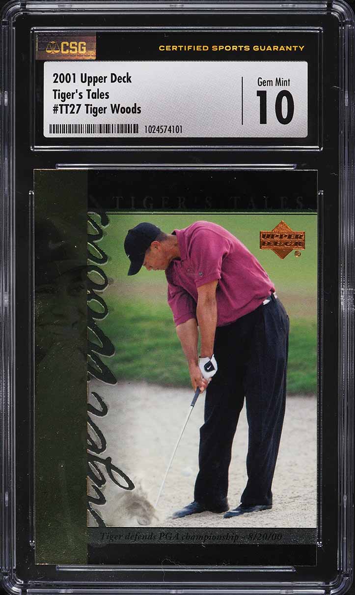 2001 Upper Deck Tiger's Tales Tiger Woods ROOKIE #TT27 CSG 10 GEM MINT
