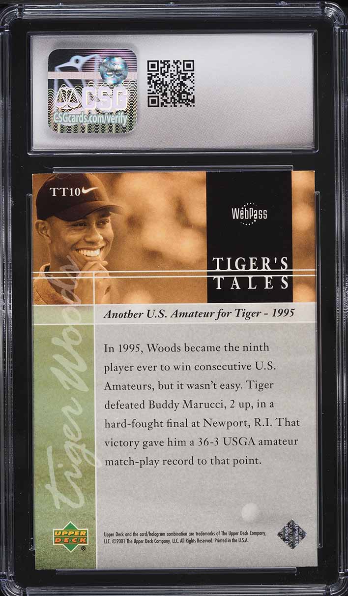 2001 Upper Deck Tiger's Tales Tiger Woods ROOKIE #TT10 CSG 9.5 MINT+