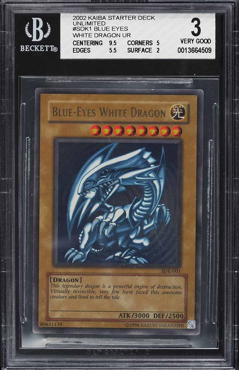 2002 Yu-Gi-Oh! Starter Deck Kaiba Blue-Eyes White Dragon #SDK-001 BGS 3 VG
