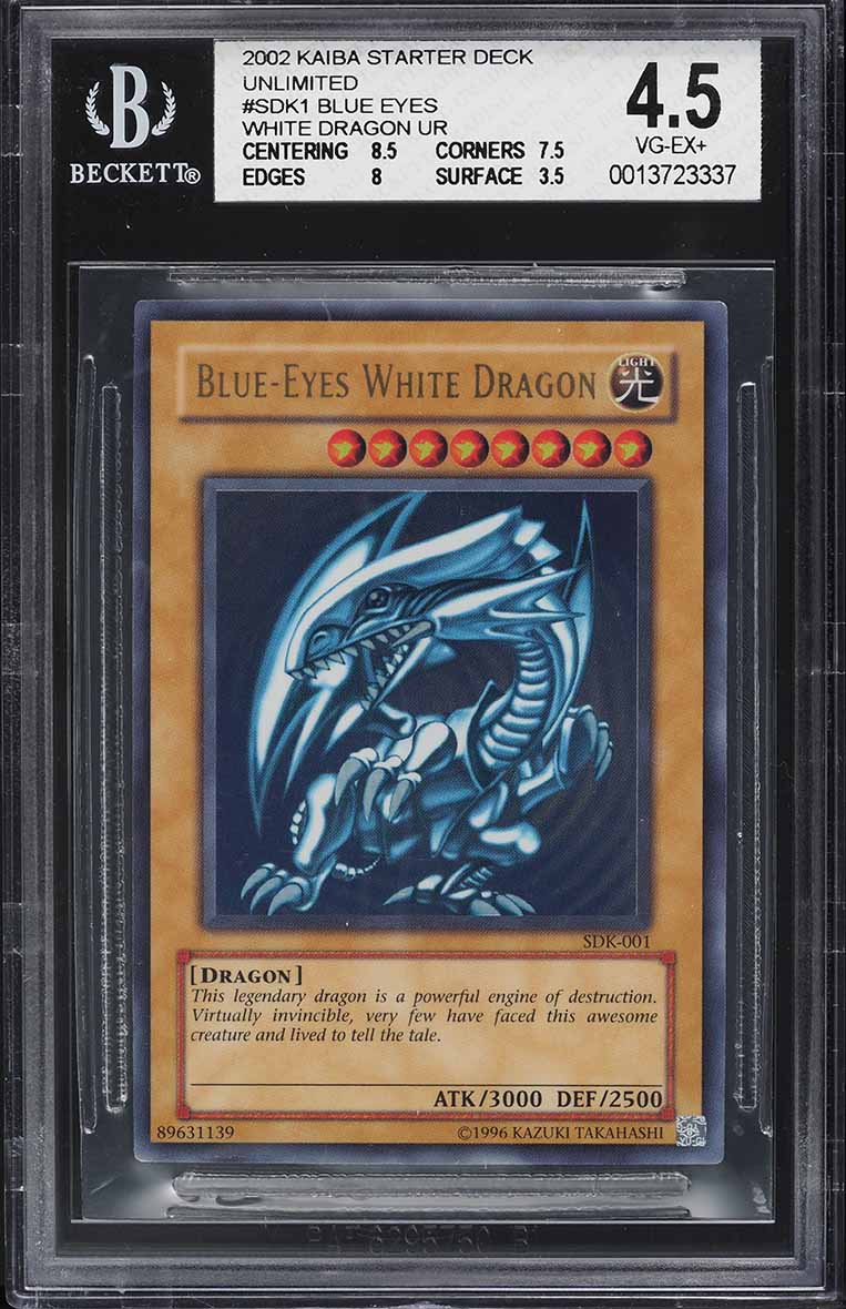 2002 Yu-Gi-Oh! Starter Deck Kaiba Blue-Eyes White Dragon #SDK-001 BGS 4.5  VGEX+ on Fanatics Collect