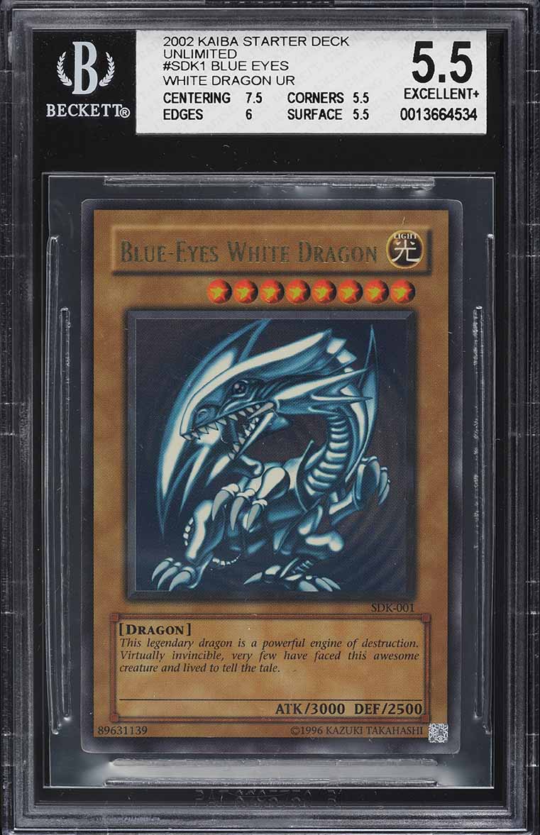 2002 Yu-Gi-Oh! Starter Deck Kaiba Blue-Eyes White Dragon #SDK-001 BGS 5.5  EX+ on Fanatics Collect