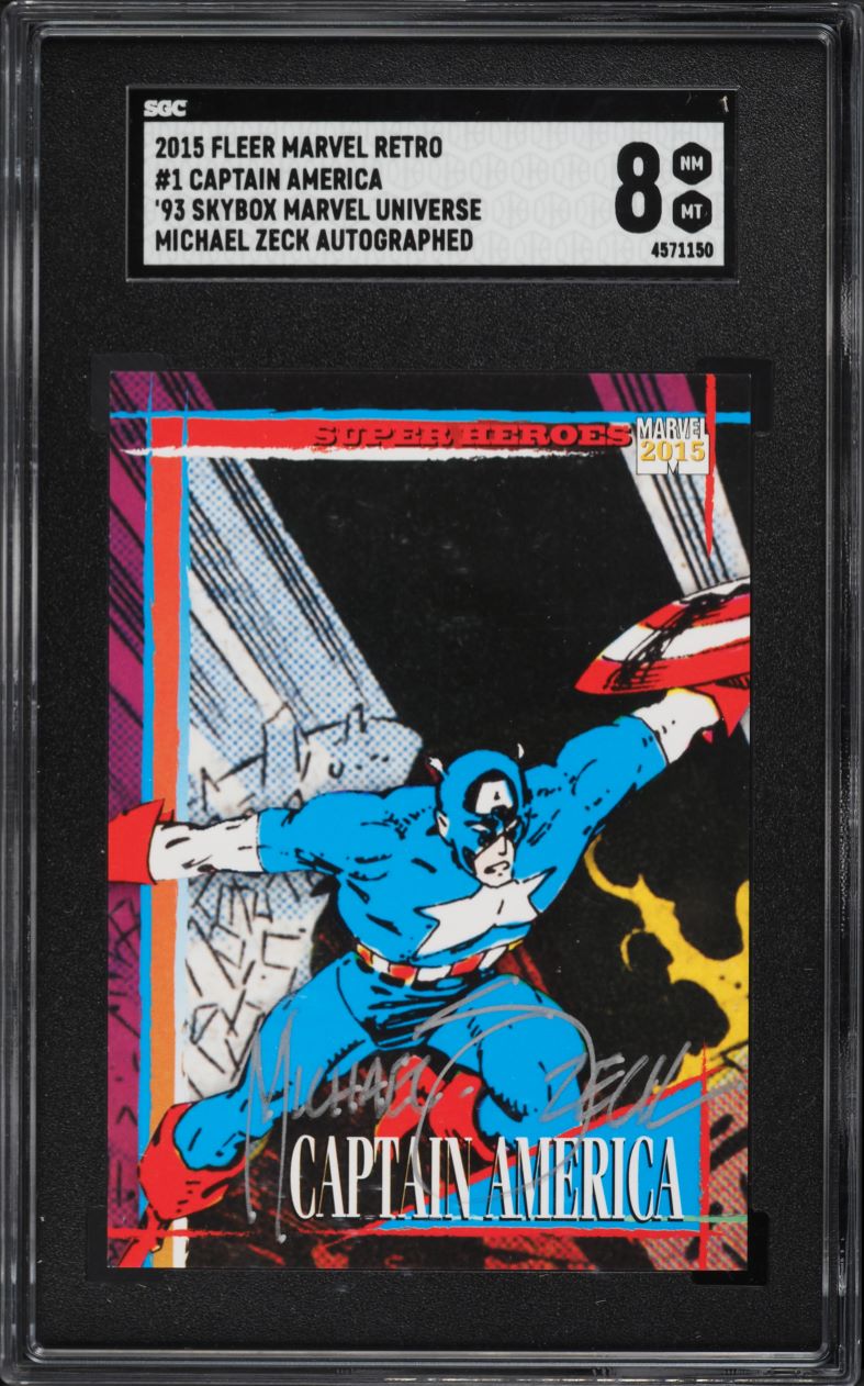 2015 Fleer Marvel Retro Marvel Universe Michael Zeck Captain America AUTO SGC 8