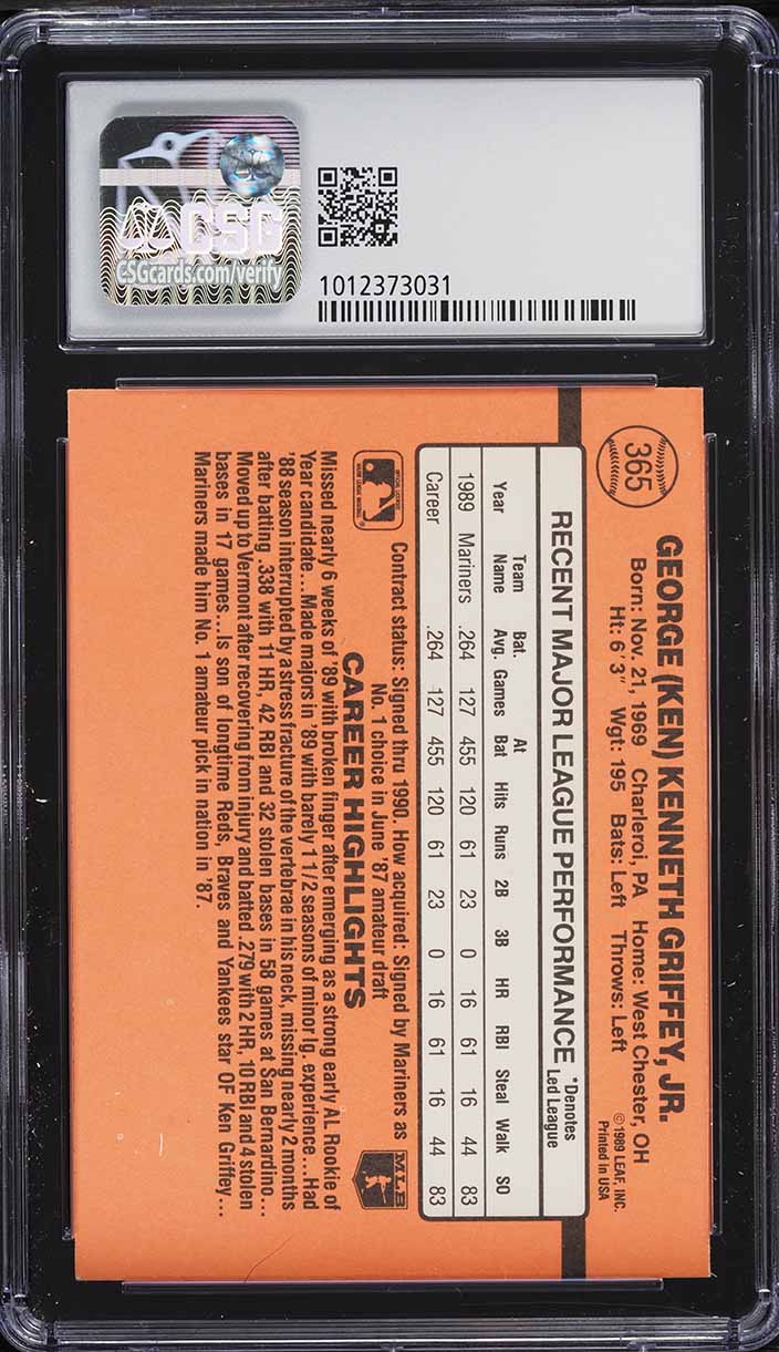 1990 Donruss Ken Griffey Jr. #365 CSG 8 NM-MT