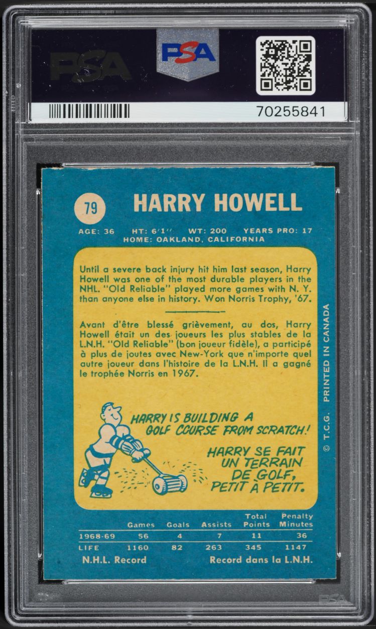 1969 O-Pee-Chee Hockey Harry Howell #79 PSA 9 MINT