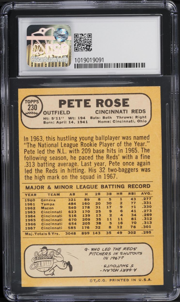 1968 Topps Pete Rose #230 CSG 3 VG