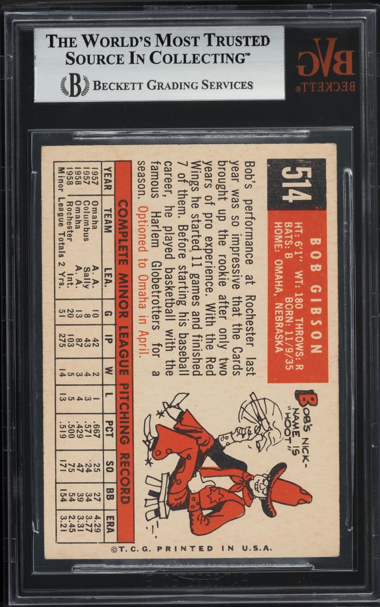 1959 Topps Bob Gibson ROOKIE #514 BVG 6.5 EXMT+
