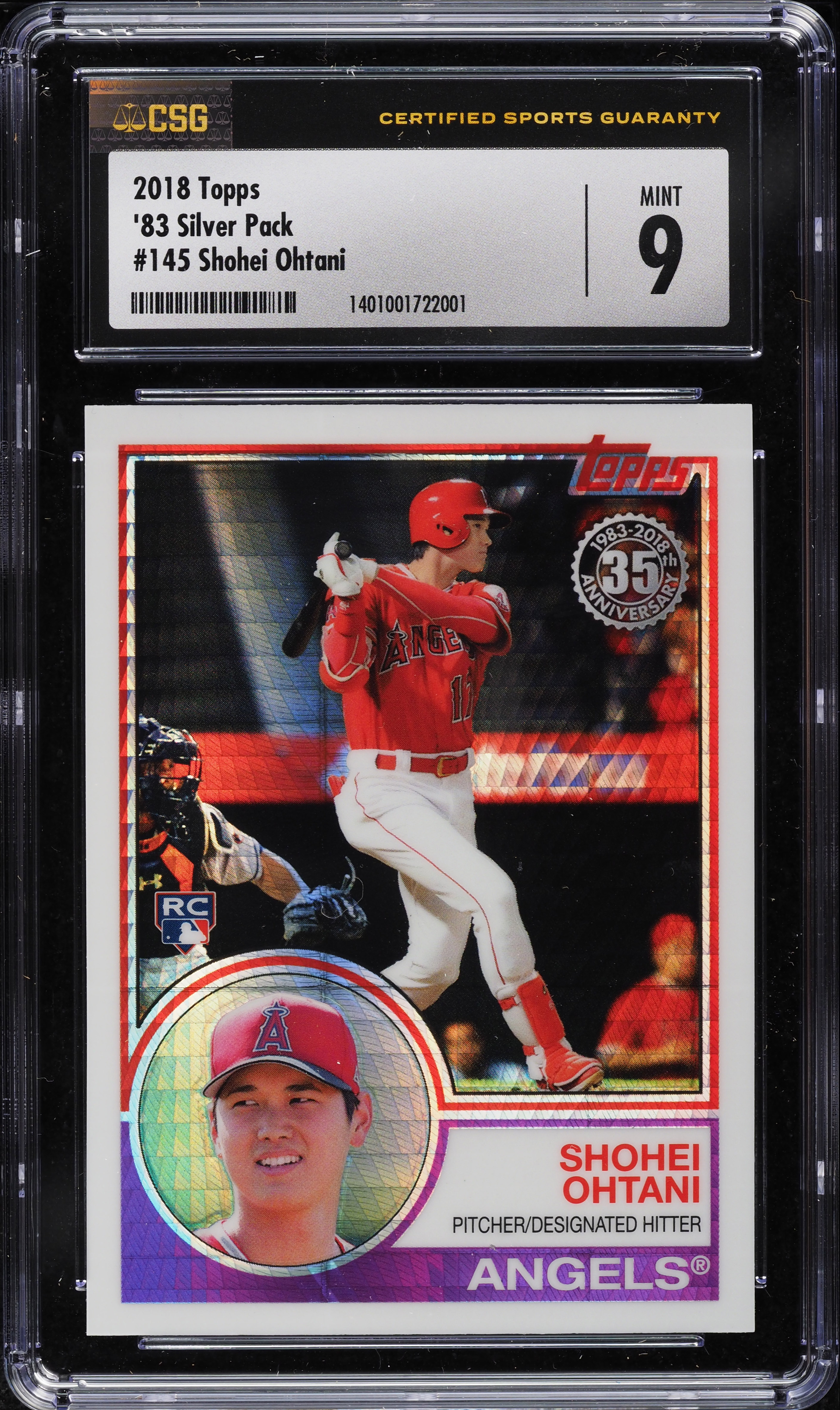 2018 Topps '83 Silver Pack Shohei Ohtani ROOKIE #145 CSG 9 MINT on