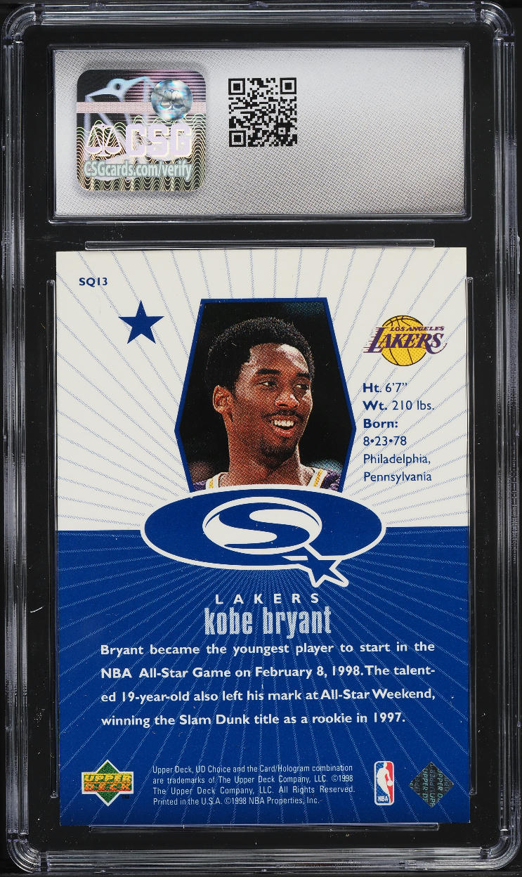 1998 Upper Deck Choice Starquest Blue Kobe Bryant #SQ13 CSG 9 MINT