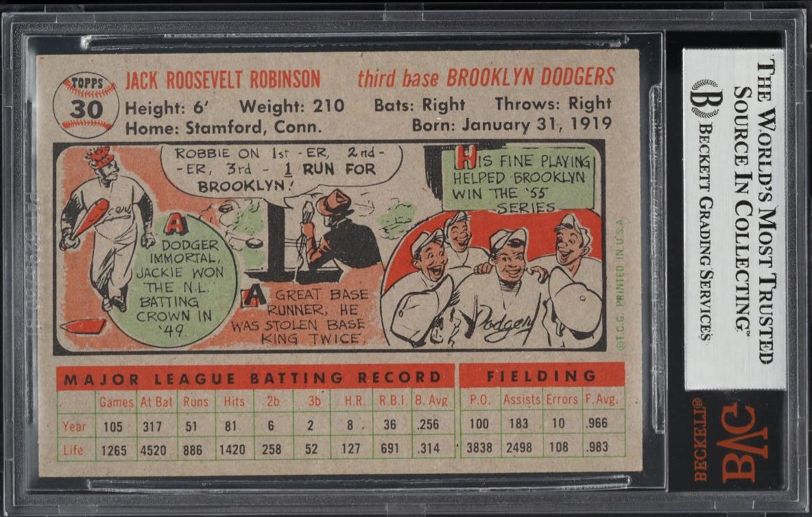 1956 Topps Jackie Robinson #30 BVG 7.5 NRMT+