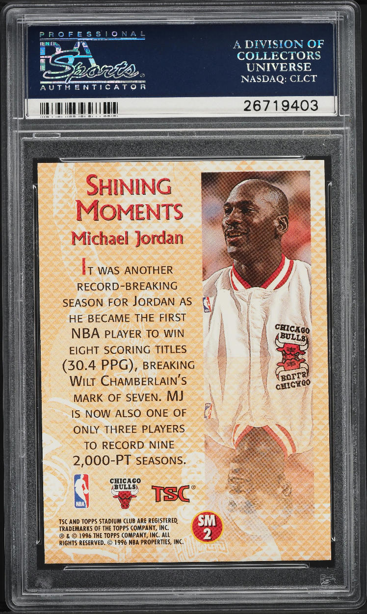 1996 Stadium Club Shining Moments Michael Jordan #SM2 PSA 10 GEM MINT