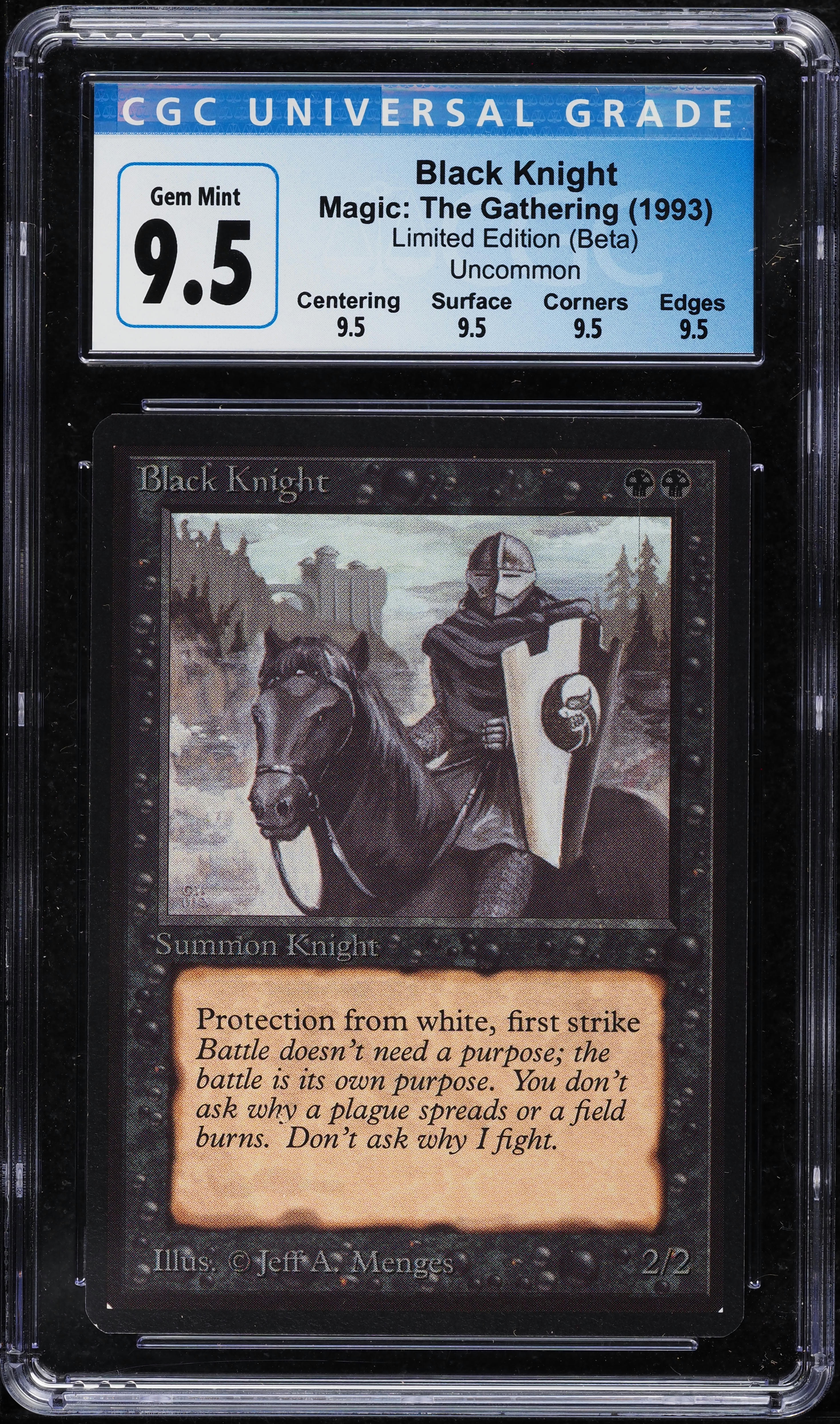 1993 Magic The Gathering MTG Beta Black Knight CGC 9.5 GEM MINT on