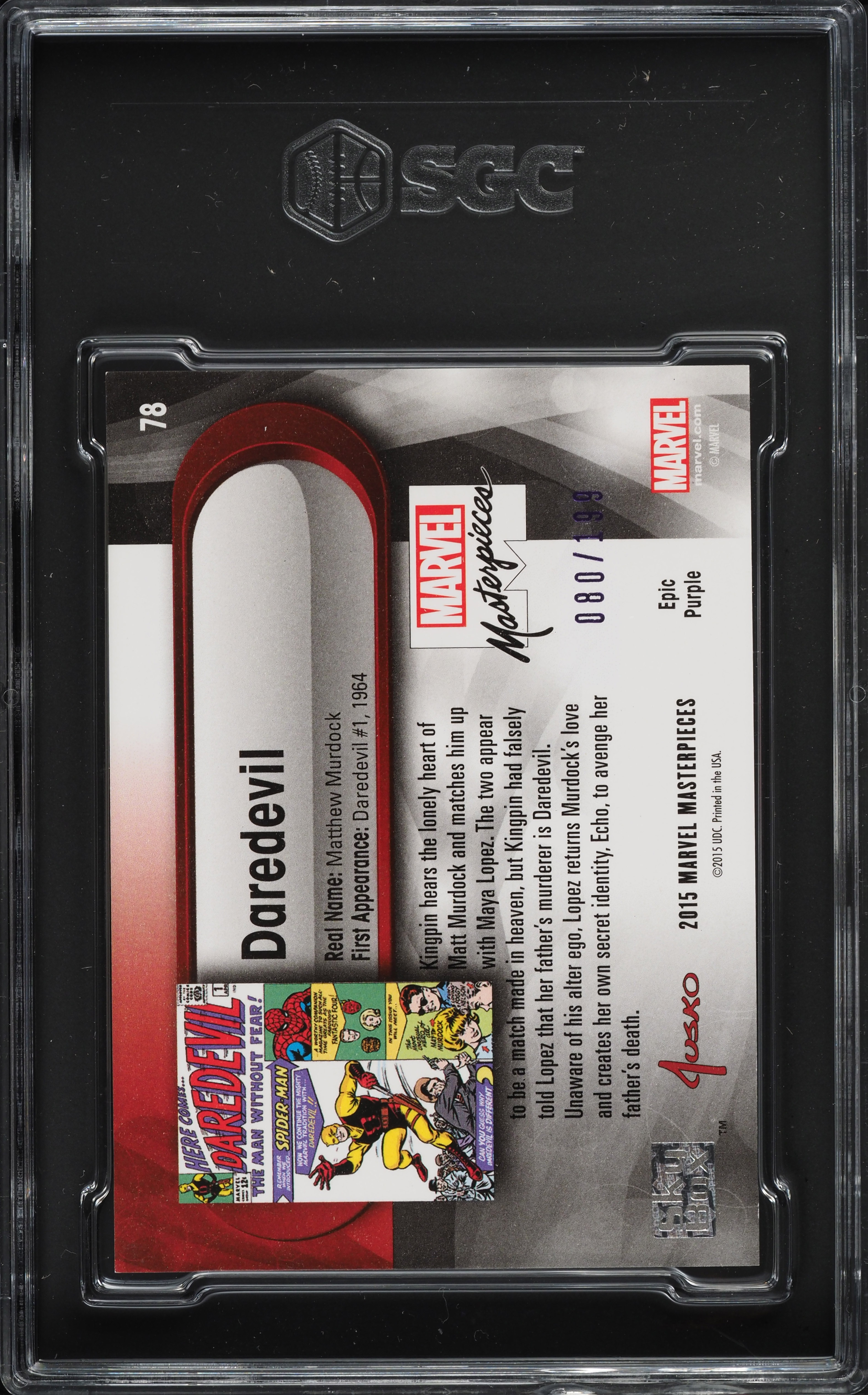 2016 Upper Deck Marvel Masterpieces Epic Purple Foil Daredevil