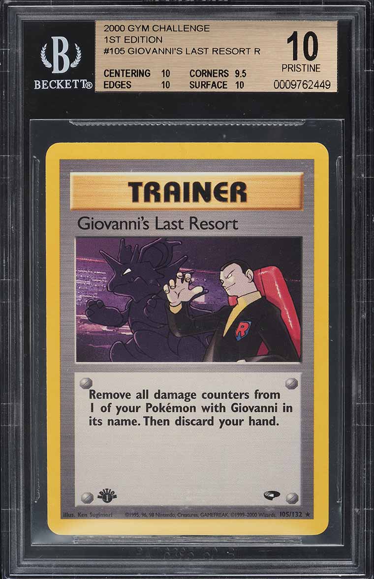 2000 Pokemon Gym Challenge 1st Edition Giovanni's Last Resort #105 BGS 10