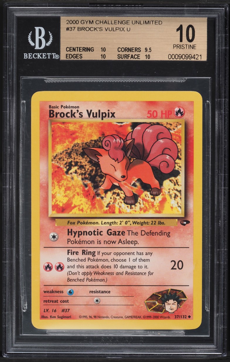 2000 Pokemon Gym Challenge Brock's Vulpix #37 BGS 10 PRISTINE