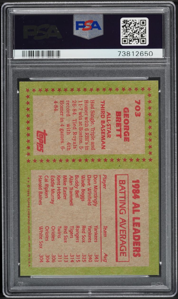1985 Topps George Brett ALL-STAR #703 PSA 10 GEM MINT