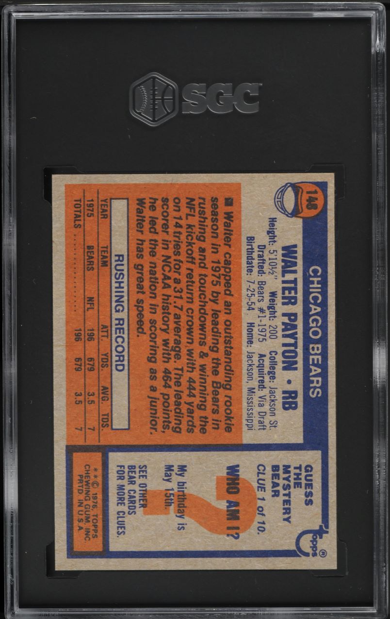 1976 Topps Football Walter Payton ROOKIE #148 SGC 9 MINT