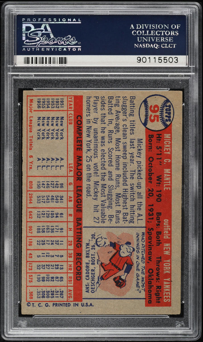 1957 Topps Mickey Mantle #95 PSA 6 EXMT