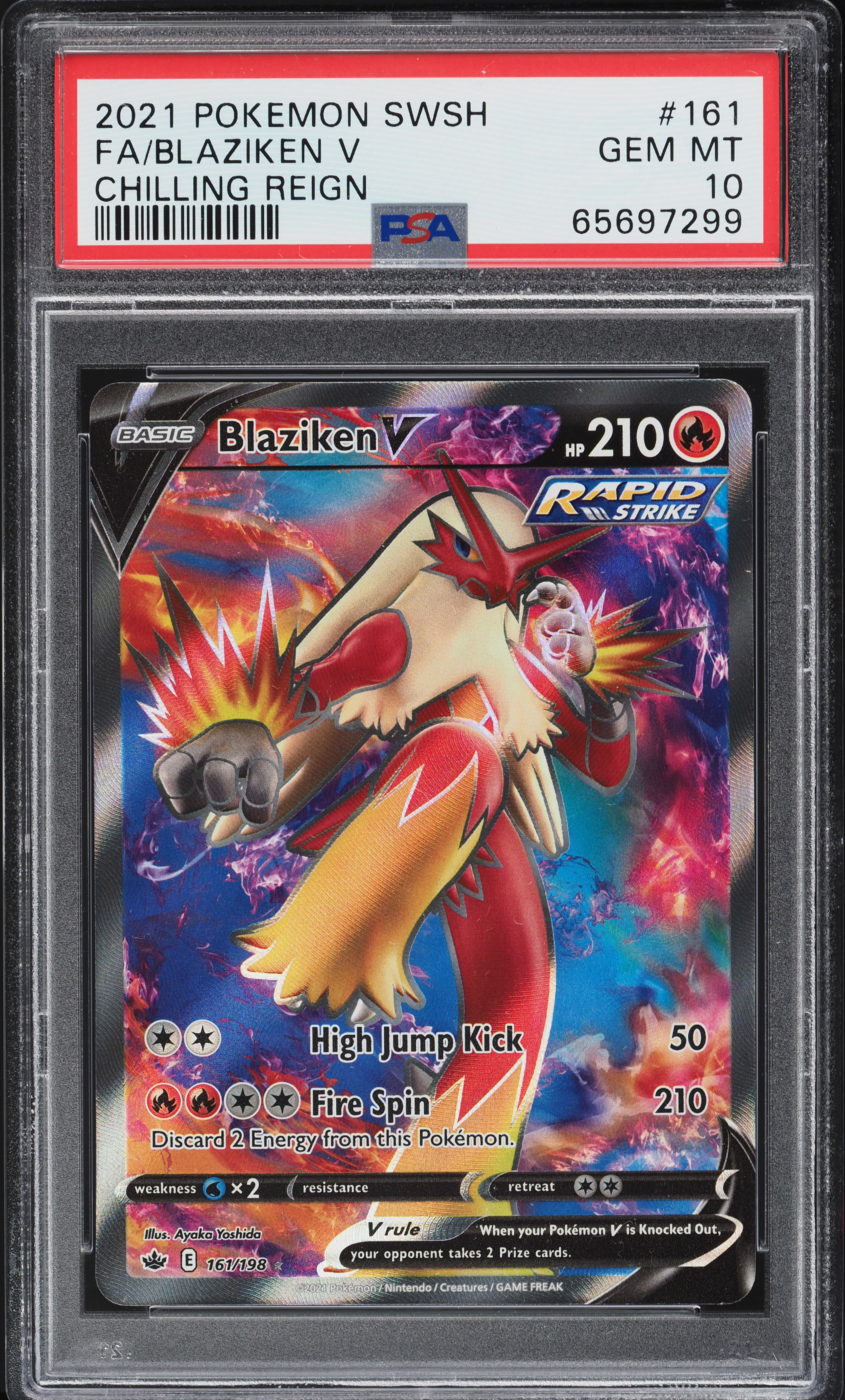 2021 Pokemon Sword & Shield Chilling Reign Blaziken V #161 PSA 10