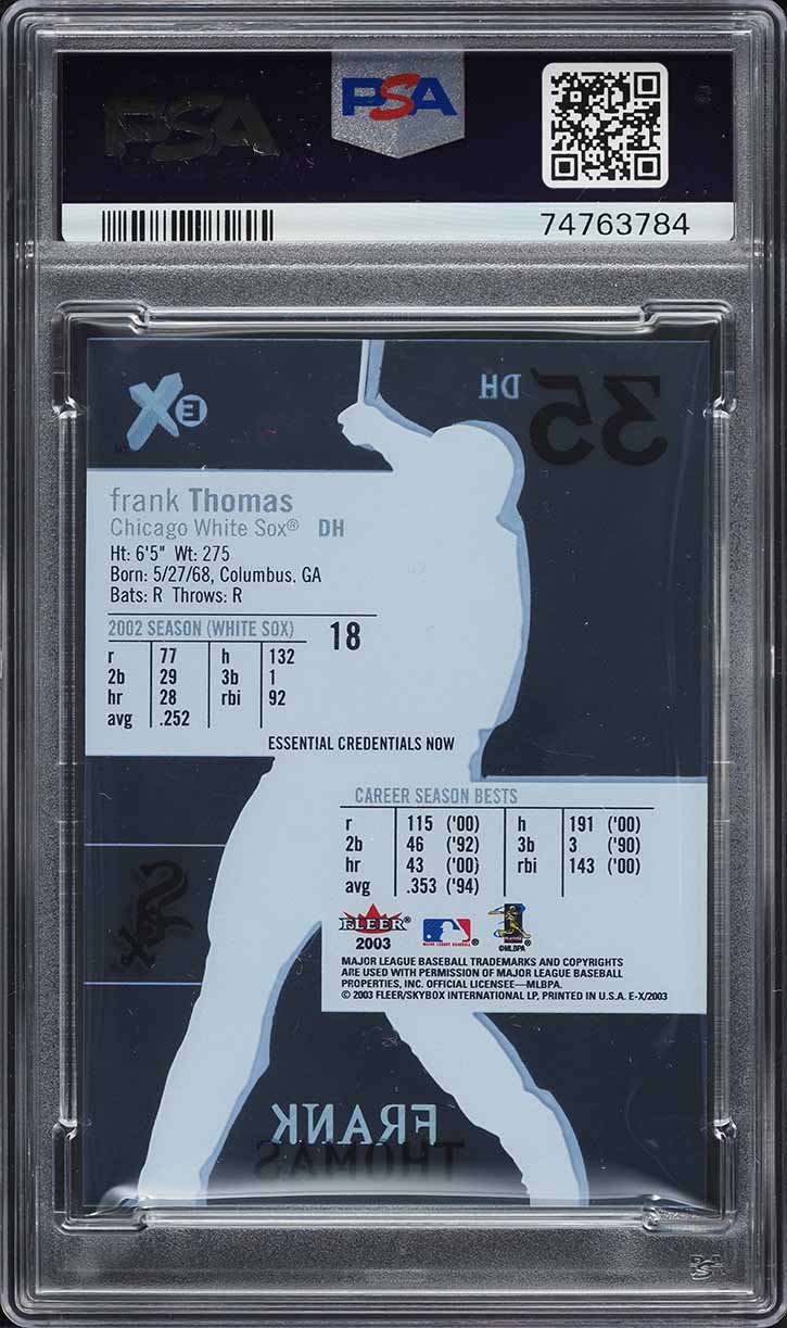 2003 Fleer E-X Essential Credentials Now Frank Thomas /18 #18 PSA 9 MINT