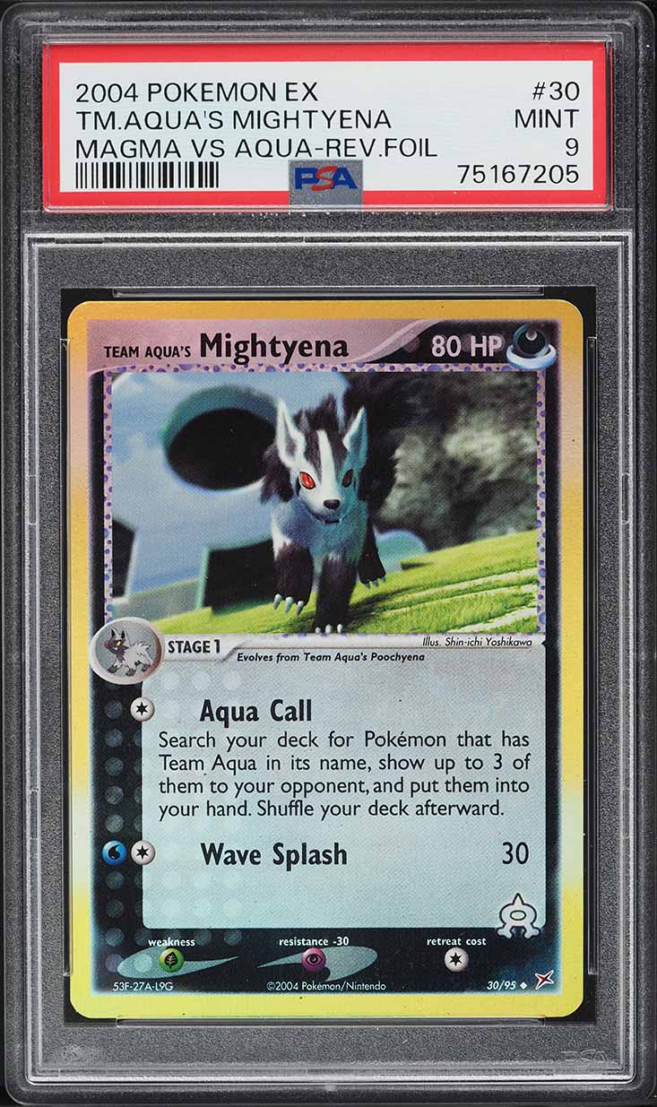 2004 Pokemon EX Team Magma Vs Team Aqua Reverse Holo TA Mightyena #30 PSA 9 MINT