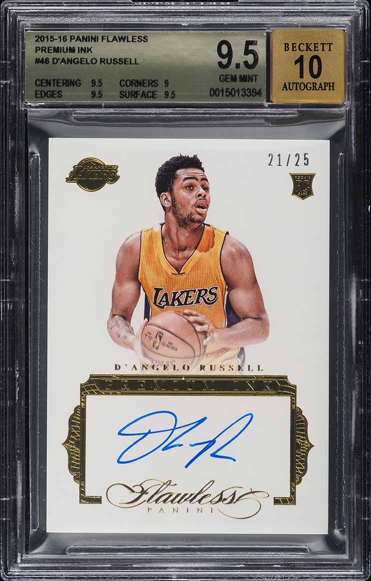 2015 Panini Flawless Premium Ink D'Angelo Russell ROOKIE AUTO /25 #PIDR BGS 9.5