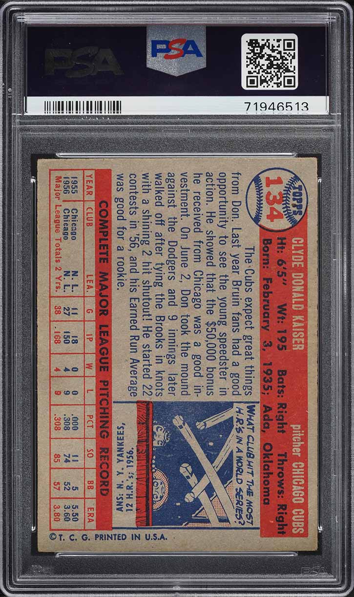 1957 Topps Don Kaiser #134 PSA 4 VGEX