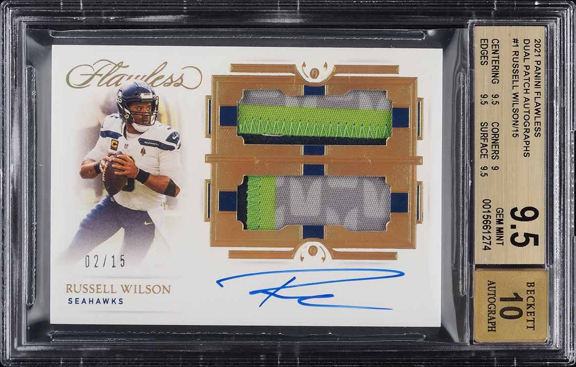 2021 Panini Flawless Dual Russell Wilson PATCH AUTO /15 #1 BGS 9.5 GEM MINT