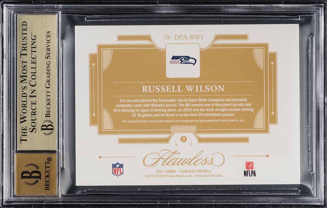 2021 Panini Flawless Dual Russell Wilson PATCH AUTO /15 #1 BGS 9.5 GEM MINT